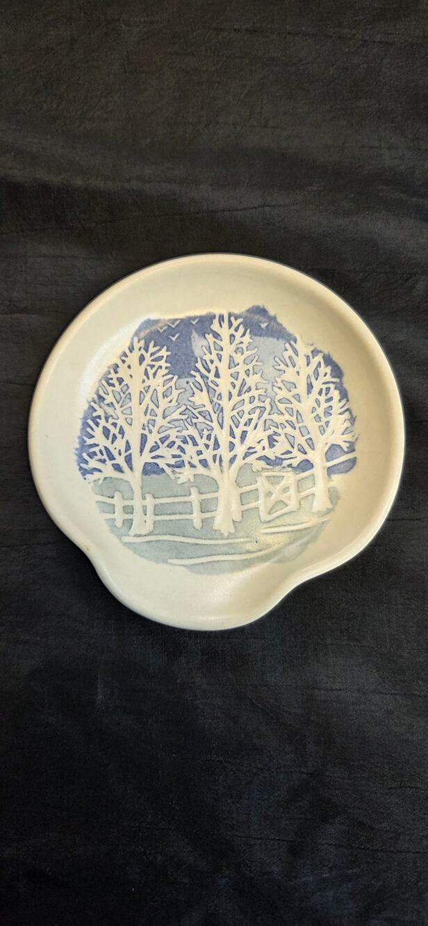 Ceramic Spoon Rest Signed Freeman 2002